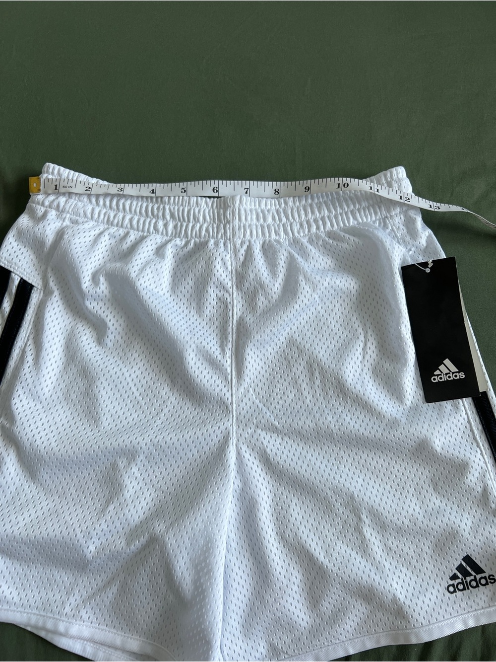 Adidas Girls White Athletic Mesh Shorts with Black Trim Size M 10-12